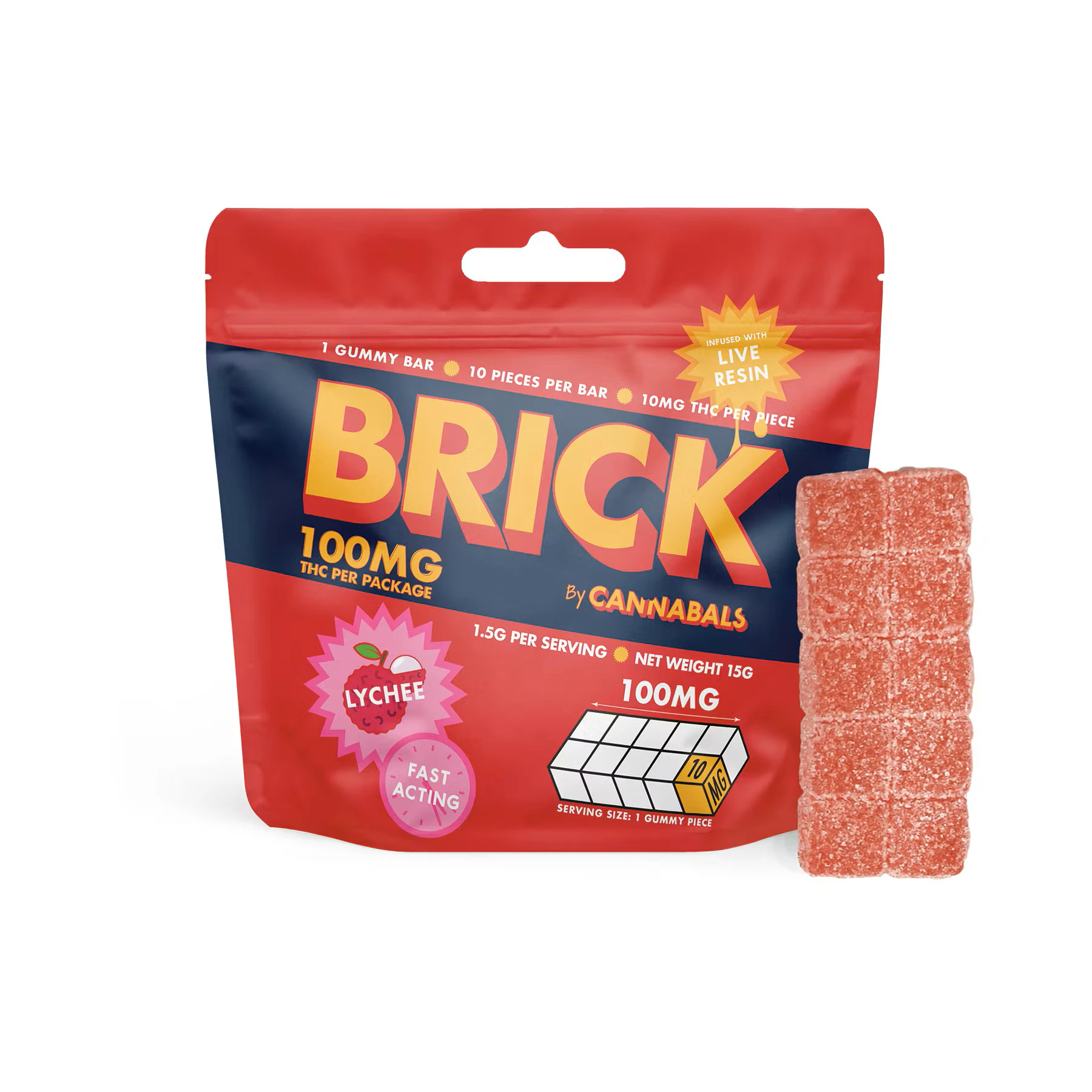 Cannabals - Cannabals | Lychee | Live Resin Gummy Brick | 100mg THC Main Image