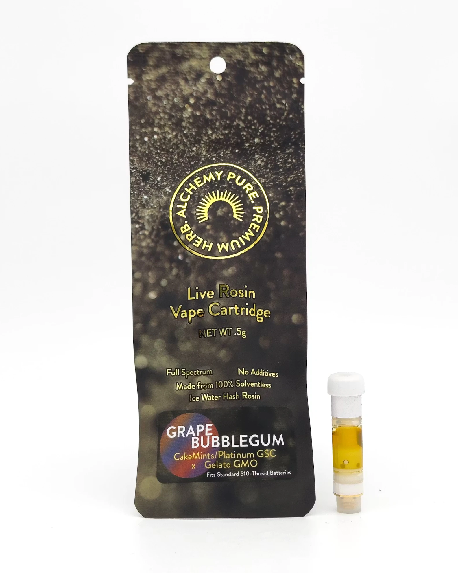 Alchemy Pure - Grape Bubblegum - 0.5g Live Rosin Vape Cart Main Image