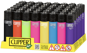  Clipper | Soft Neon refillable lighter w pure 12x filtered isobutane