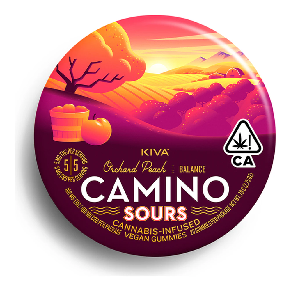 Kiva Confections - Camino | Sours Orchard Peach 1:1 | Balance | CBD Gummies | 10pk | 100mg Main Image