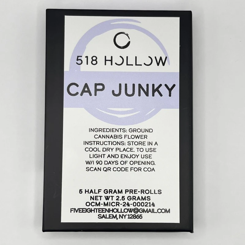 518 Hollow - 518 Hollow - Cap Junky - 32% THC - 0.5g x 5pk - Preroll Main Image