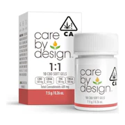 Care By Design | 1:1 CBD | Soft Gels | 10mg : 10pk | 100mg