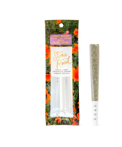 STONE ROAD - Creme Brulee - Indica- 36.66% THC | 1g Diamond & Hash Infused (Pre-Roll) | Stone Road     -p3 FRONT