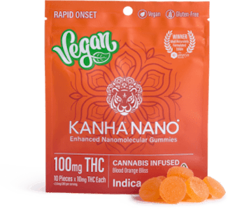 Kanha Edibles - 100mg THC Vegan NANO Indica Blood Orange Bliss Gummies (10mg - 10 pack) - Kanha 