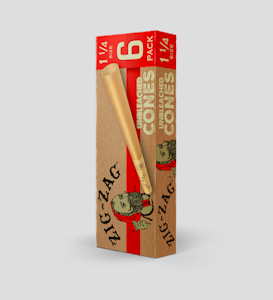 Zig-Zag - (ZZ001) 1 1/4 Cones | 6 Pack Unbleached Cones |  Zig-Zag