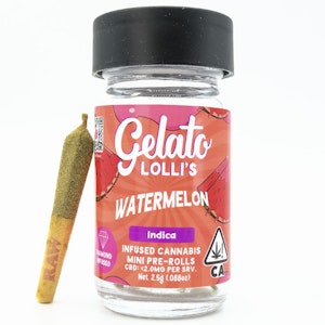 Gelato - Watermelon Lolli's 2.5g 5 Pack Diamond Infused Pre-Rolls - Gelato