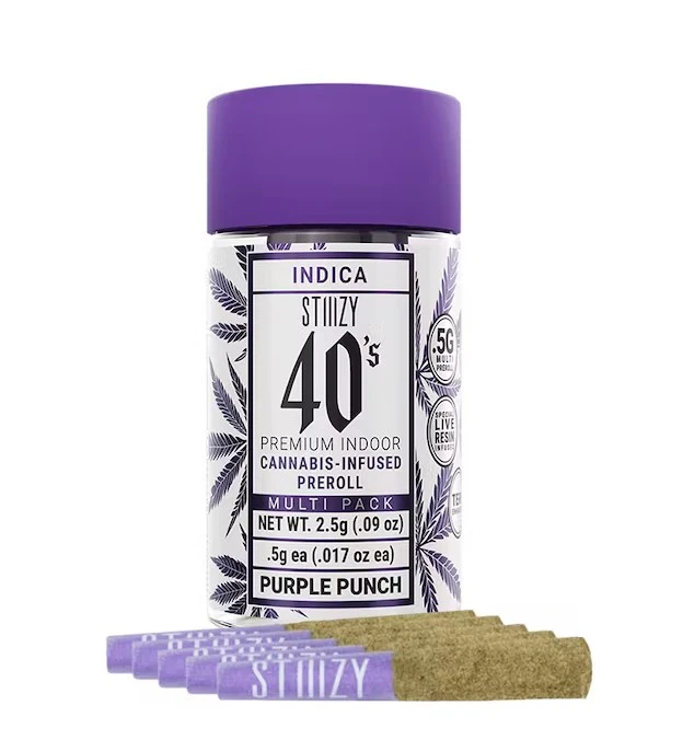 STIIIZY - [STIIIZY]  Live Resin Infused 40's Preroll 5 Pack - 2.5g - Purple Punch (I) Main Image
