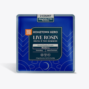 Hometown Hero CBD - Hometown Hero Live Rosin Indica Grand Daddy Purple Gummies 2 pk