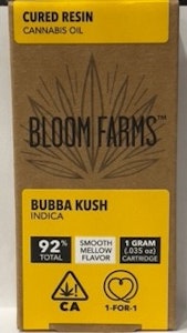 BLOOM FARMS -  Bubba Kush Cured Resin 1g Cart - Bloom Farms 