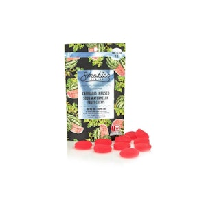 Sour Watermelon | Fruit Chews 100mg 1:1 THC:CBD | Smokiez