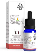 Care By Design - 1:1 CBD:THC Full Spectrum Drops - (30mg:30mg) 600mg - 15ml