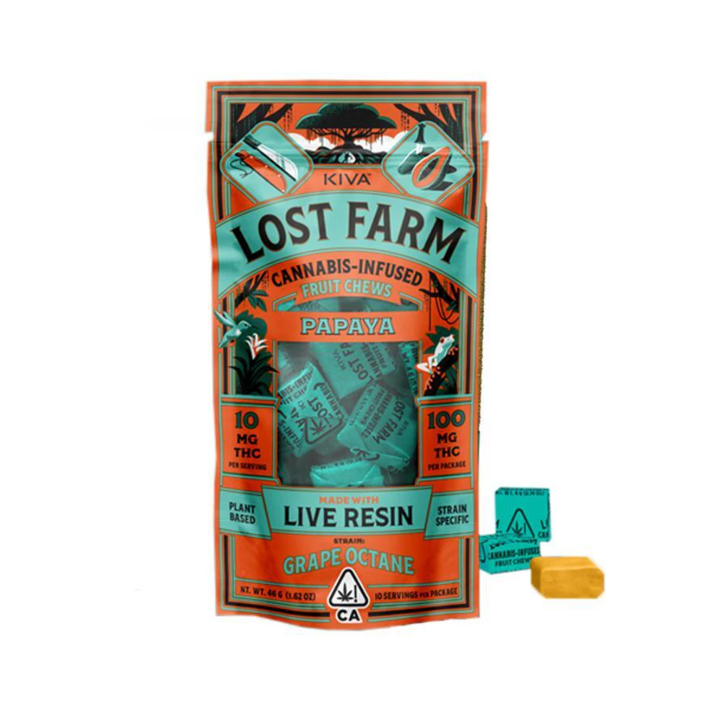 Kiva Confections - LOST FARM - PAPAYA CHEWS 100MG - KIVA CONFECTIONS Main Image
