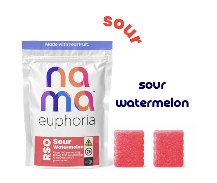 Nama - Sour Watermelon - 100mg RSO Gummies 2pk Main Image
