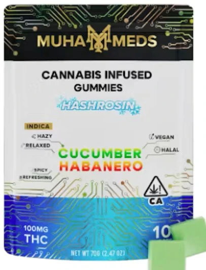 Muha Meds - Cucumber Habanero Rosin Gummies | 100mg | 10ct | 10mg/ea Main Image