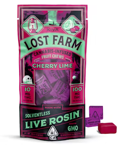 KIVA - Lost Farms Cherry Lime x GMO | Kiva | 100mg Live Rosin Fruit Chews