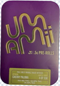UMAMII - Umamii- Cherry Paloma- .5g x 5pk Bubble Hash Infused Prerolls