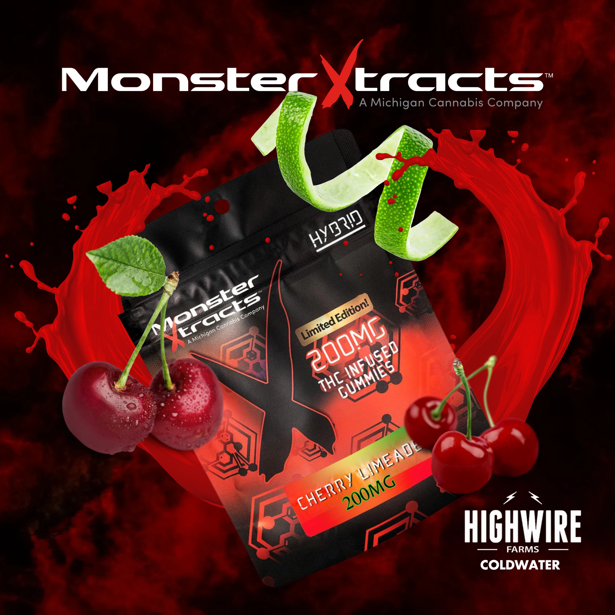 Monster Xtracts - Monster Gummies Cherry Lemonade 200mg (Sativa) Main Image