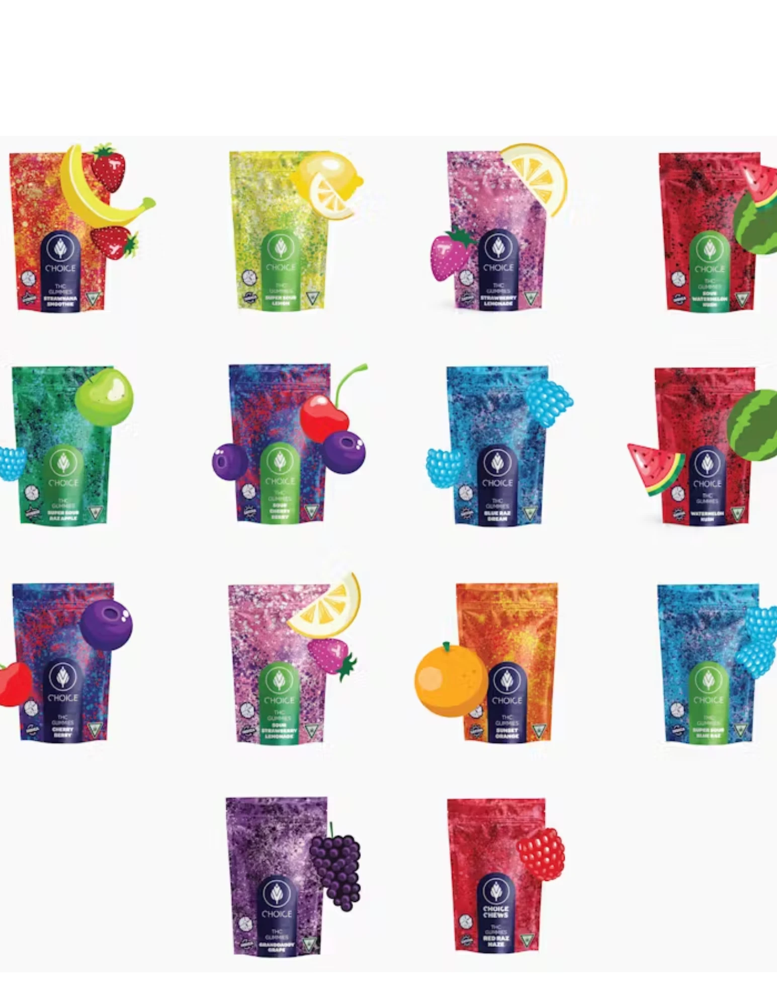 Choice Chews - Choice Chews - Super Sour Watermelon Kush Gummies (Indica) - 200mg Main Image
