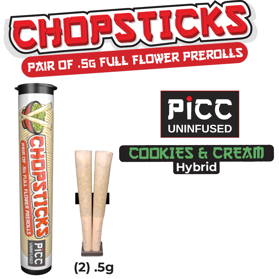 Chop Stick - Cookies & Cream Pre-roll | .5g, 2pack Main Image