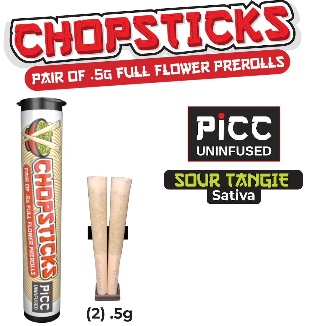 Chop Stick - Sour Tangie Pre-roll | .5g, 2pack Main Image