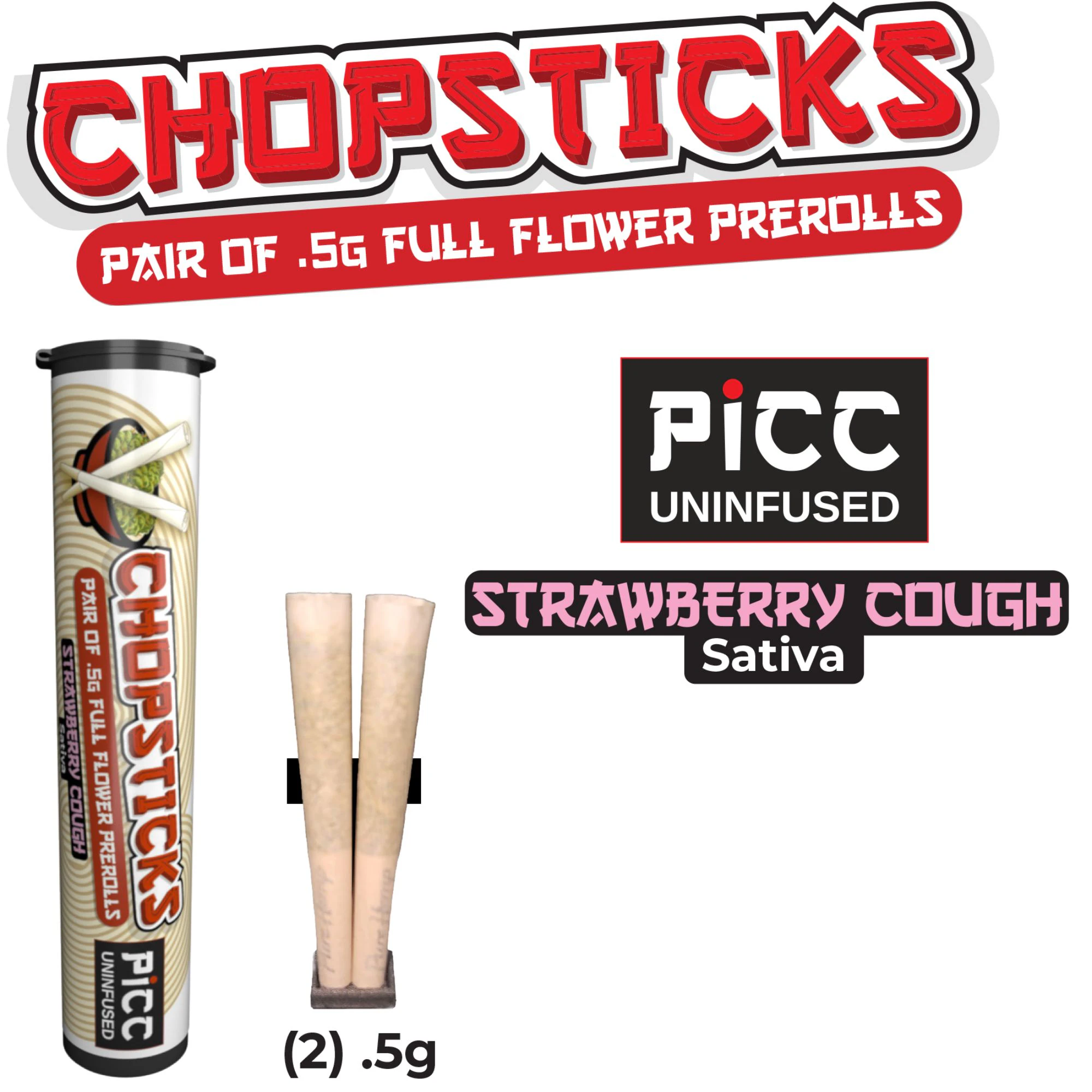 CHOPSTICKS - Strawberry Cough | Preroll | .5g x 2pk | Chopsticks Main Image