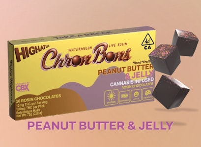 HIGHATUS - Highatus - ChronBons - Peanut Butter & Jelly -100mg THC Rosin Chocolates - 10pk