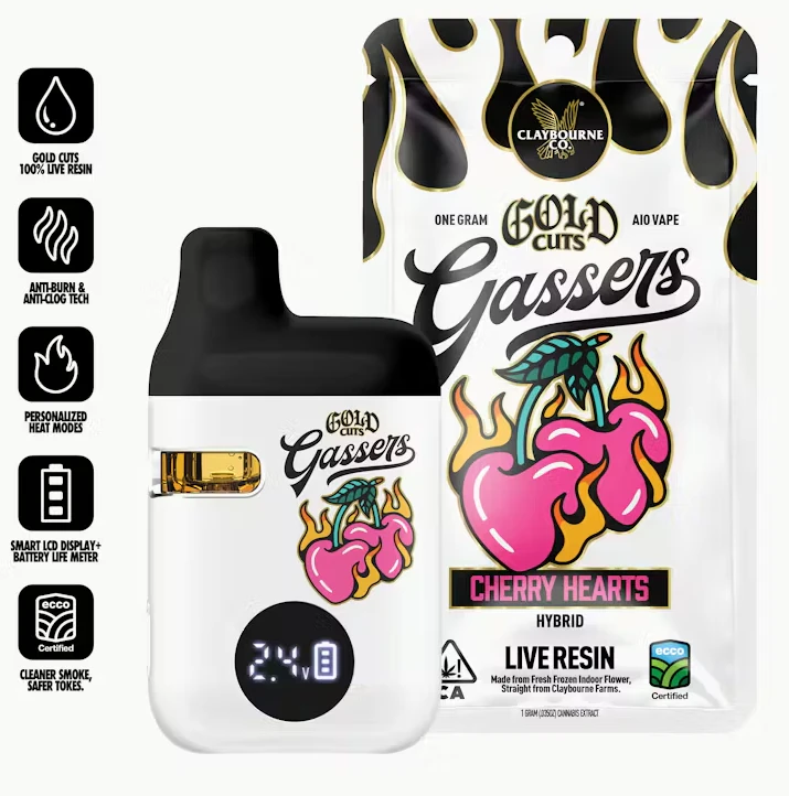 Claybourne Co. - Claybourne Gold Cut Gassers All In One 1g Cherry Hearts Main Image