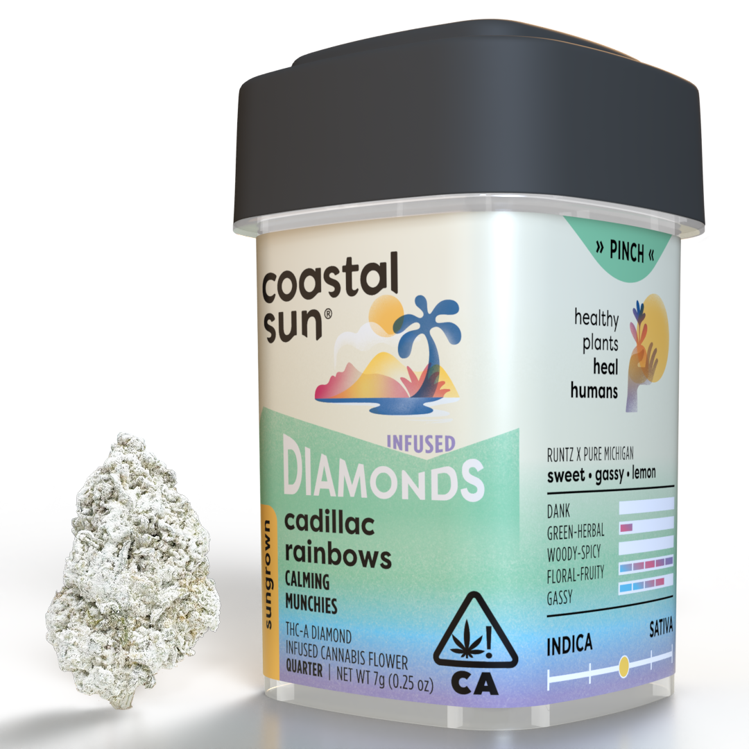 Coastal Sun | Cadillac Rainbows | Diamond Infused Flower | 7g