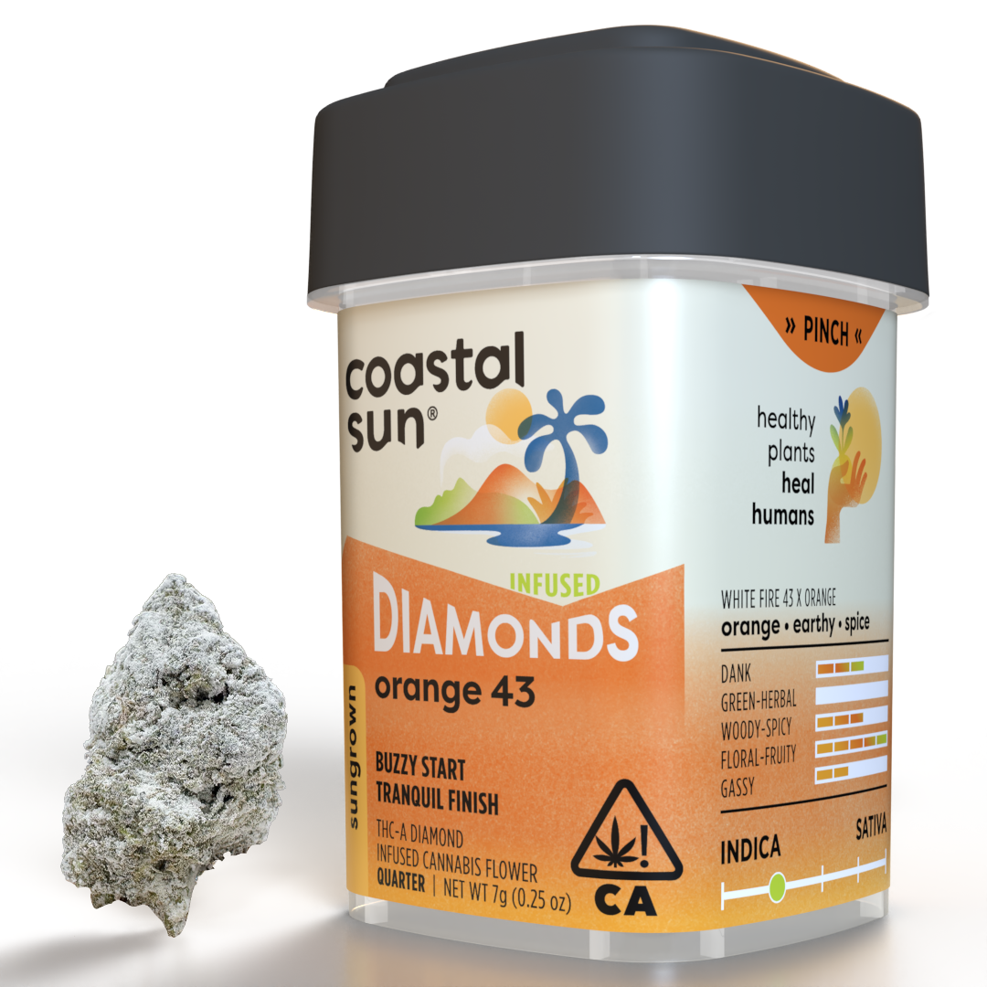 Coastal Sun | Orange 43 | Diamond Infused Flower | 7g