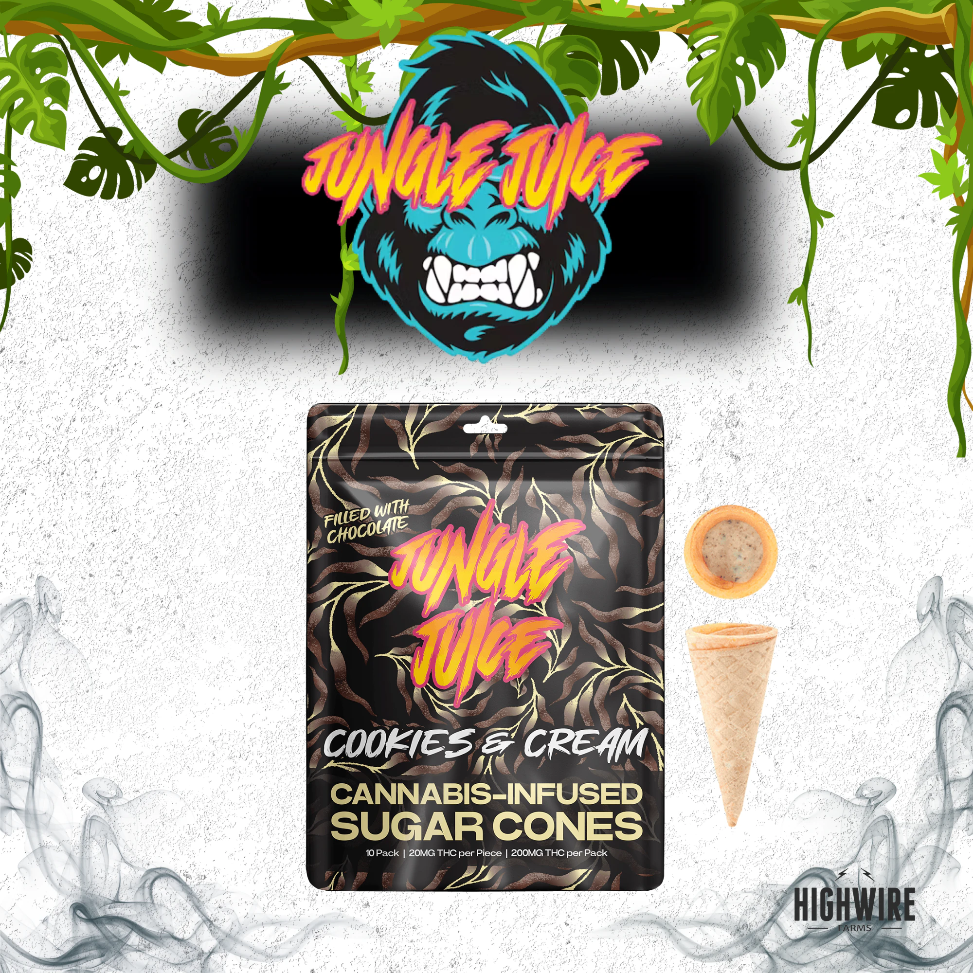 Jungle Juice - Jungle Juice Sugar Cones Cookies & Cream 200mg Main Image