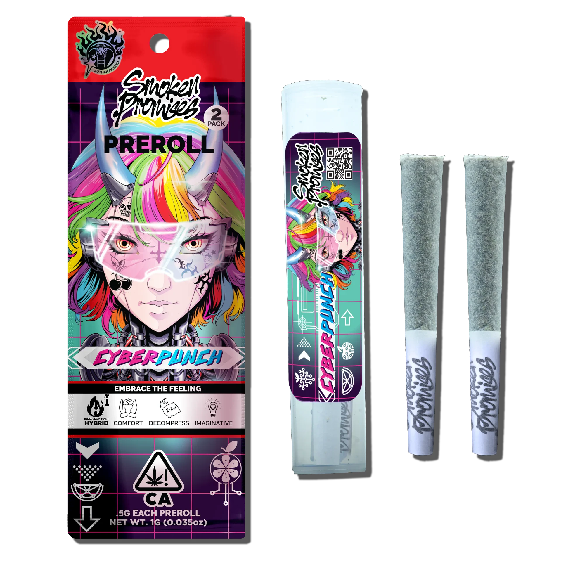 Smoken Promises - [Smoken Promises] Pre Roll 2 Pack - 1g - Cyber Punch (I/H) Main Image