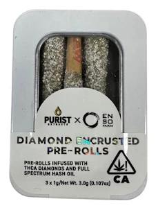 WEST COAST CURE - 3pk Sativa Sour Banana + Kiwi 51% - Purist - Diamond Encrusted Preroll 