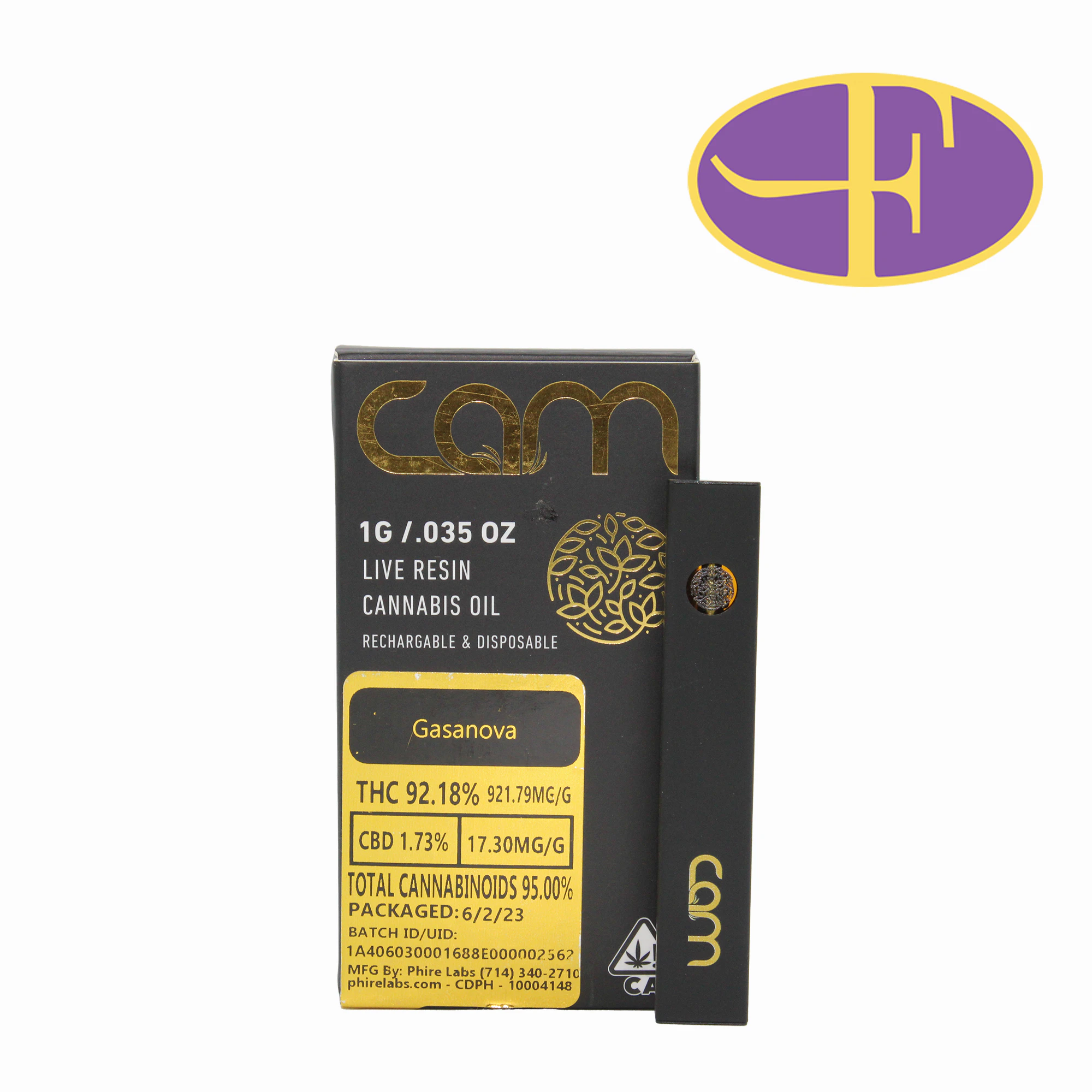 C.A.M. (California Artisinal Medicine) - Gasanova Live Resin Disposable Vape Main Image