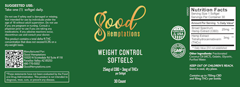 Good Hemptations CBD+THCv Weight Control Softgels