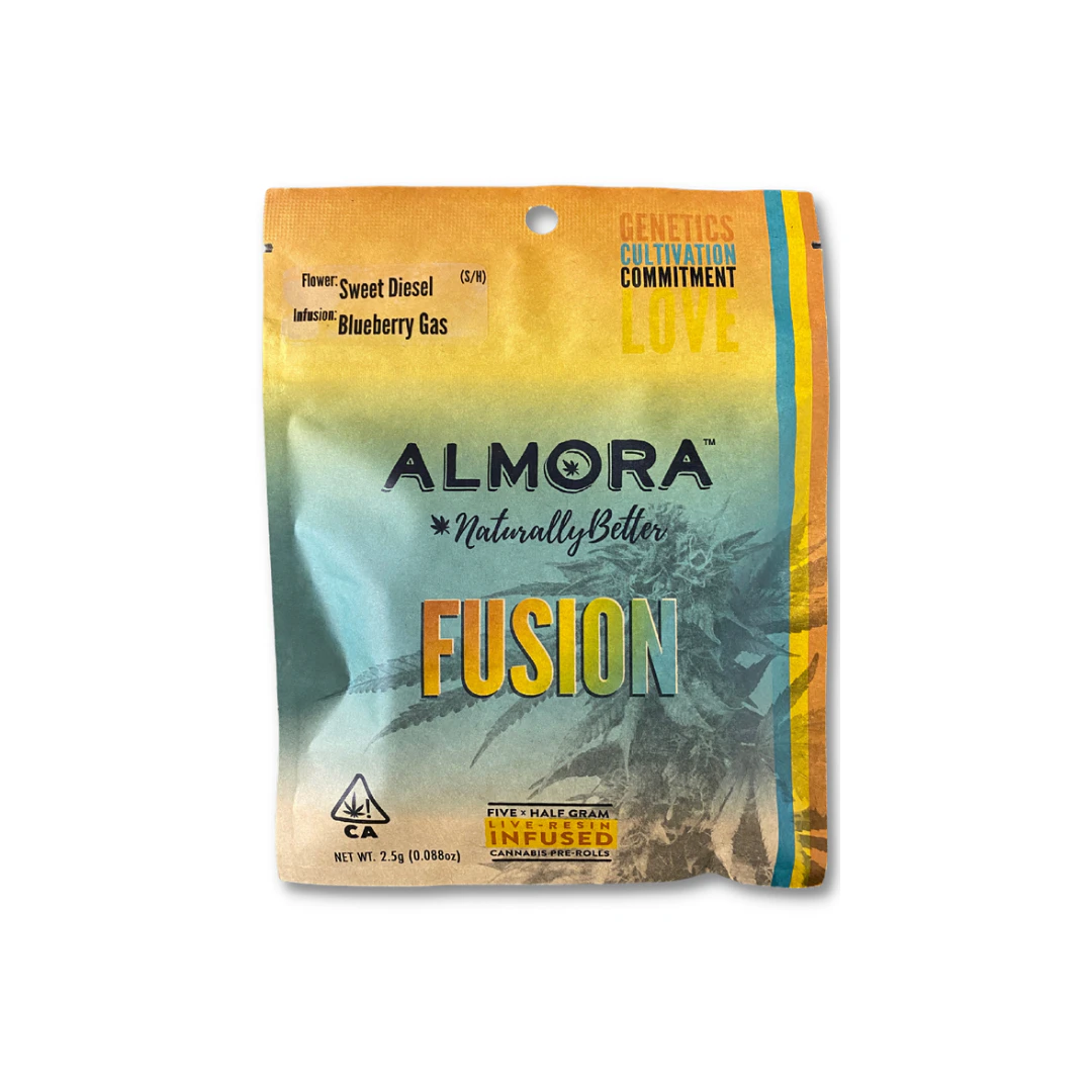 ALMORA FARMS - Almora Farm - Sweet Diesel x Blueberry Gas - 5pk Infused PreRolls Main Image