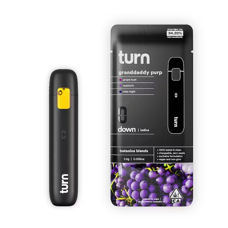 Turn - Granddaddy Purple Turn Down Disposable 1g - Downto...