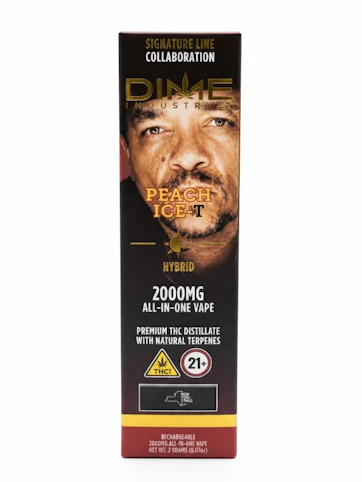 Dime Industries - Peach Ice-T - Hybrid - 80.94% THC | 1g AIO (Vape Pen) | Dime-TTT9 Front