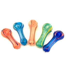 Glass - 3" Clear Glass Striped Color Hand Pipe