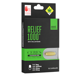 Ceres - Ceres | Relief 1000 | Capsules | DOH | 10pk | 1000mg CBD : 50mg CBG : 50mg CBN : 3mg THC