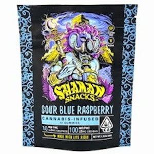 SHAMAN EXTRACTS - Sour Blue Raspberry 100mg 10Pk Live Resin Gummies - Shaman Snacks