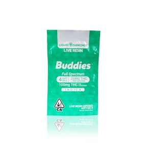 BUDDIES - Capsule - Indica - THC Soft Gel 25MG - Liquid Live Resin - 4-Count - 100MG
