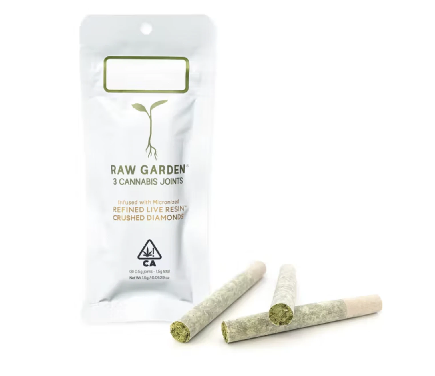 Raw Garden - Raw Garden - Slymer - Crushed Diamonds - Infused Prerolls - 3pk - 1.7G Main Image
