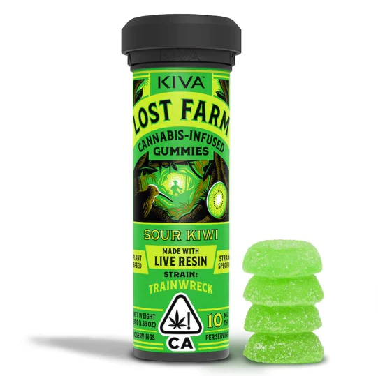Lost Farm - Sour Kiwi - Trainwreck Live Resin Gummies Main Image