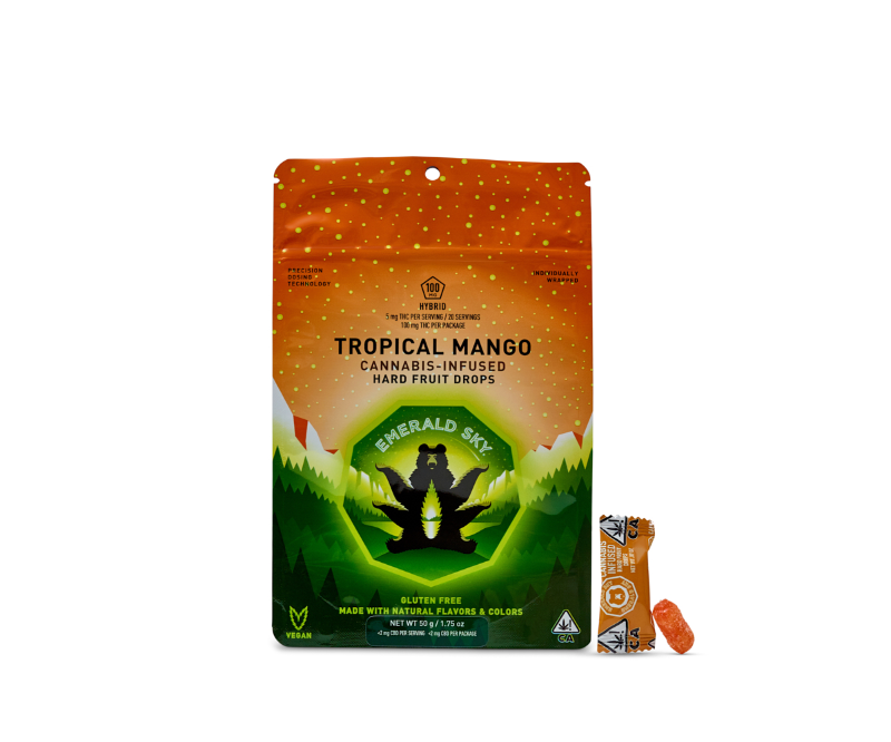 Tropical Mango 100mg 20 Pack Fruit Drops - Emerald Sky