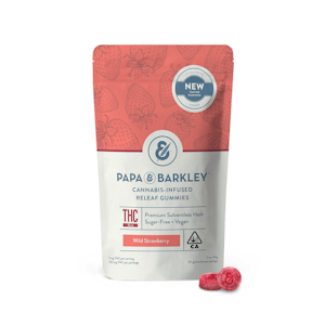 Papa & Barkley - 100mg THC Vegan Sugar-Free Wild Strawberries Solventless Hash Releaf Gummies (5mg - 20 pack) - Papa & Barkley