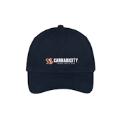 Cannabicity Apparel | Brushed Twill Logo Tagline Hat| Navy