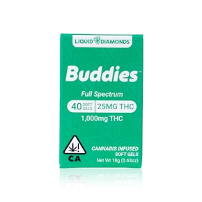 BUDDIES - Capsules - Hybrid - THC Soft Gel 25MG - Liquid Live Resin - 40-Count - 1000MG