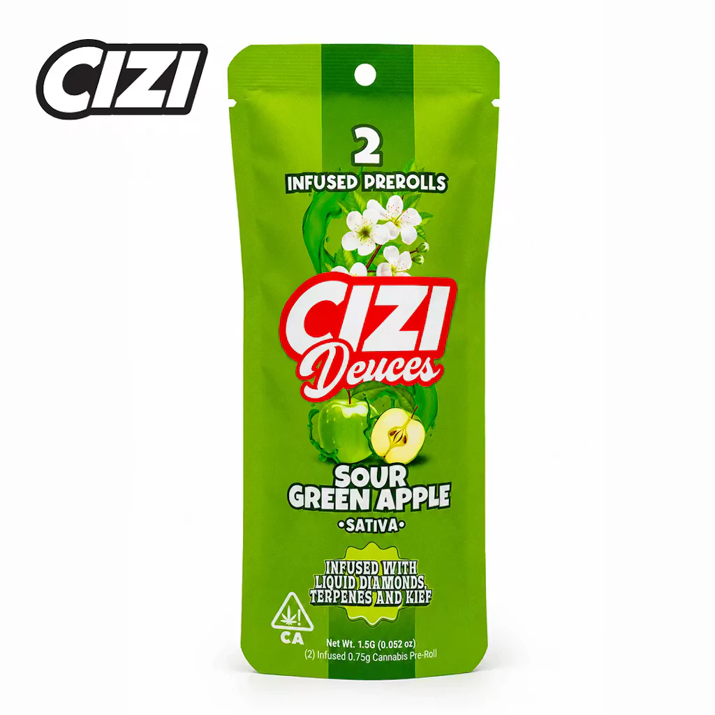 Cizi - Cizi | Sour Green Apple 1.5g (Sativa) - Infused Preroll 2 Pack Main Image