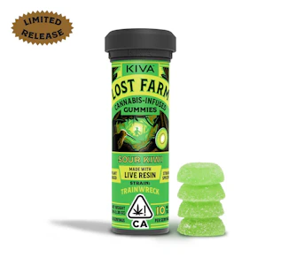 LOST FARM - Sour Kiwi (Live Resin Infused) Gummies - (S) 100mg - Lost Farms