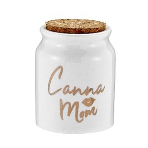 CannaMom Stash Jar - White w/ Gold